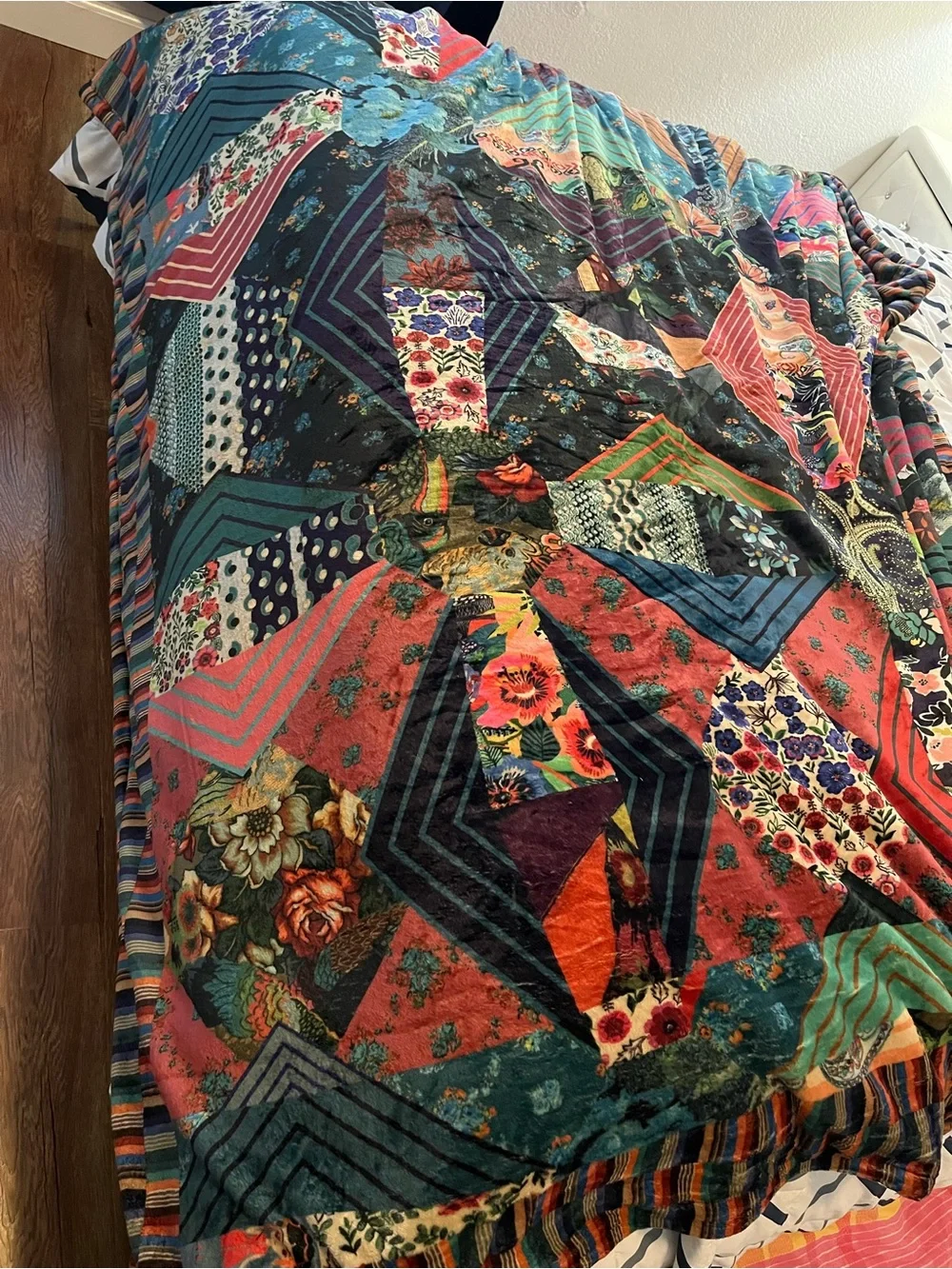 Johnny was reversible blanket in drawstring bag